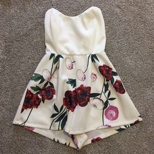 White and floral romper